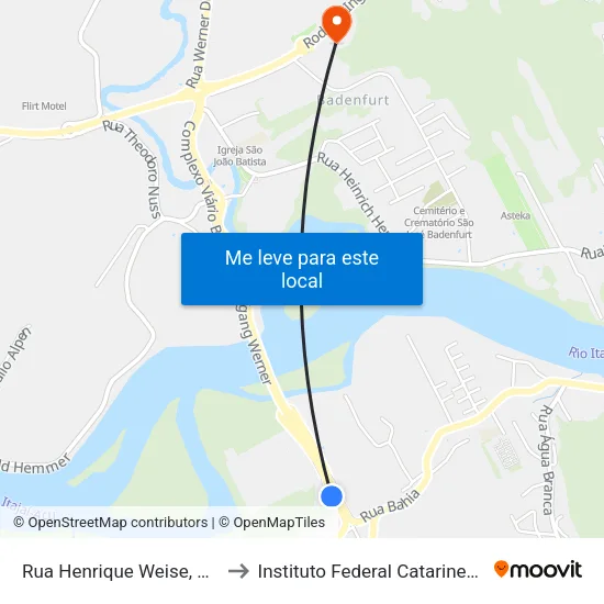 Rua Henrique Weise, 308 to Instituto Federal Catarinense map