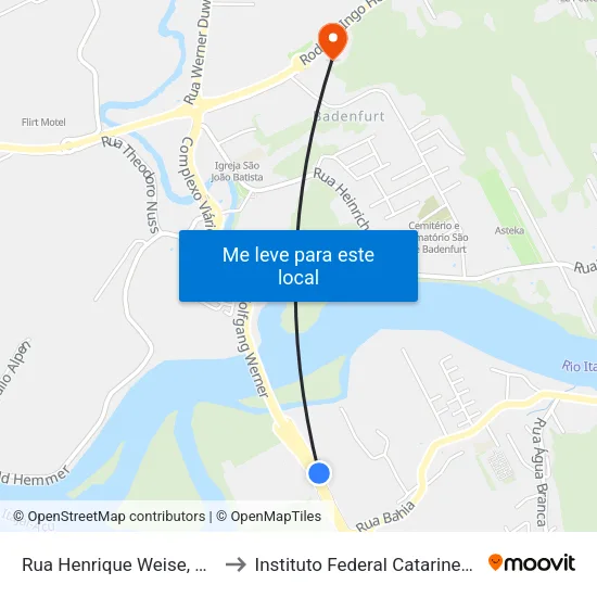 Rua Henrique Weise, 452 to Instituto Federal Catarinense map