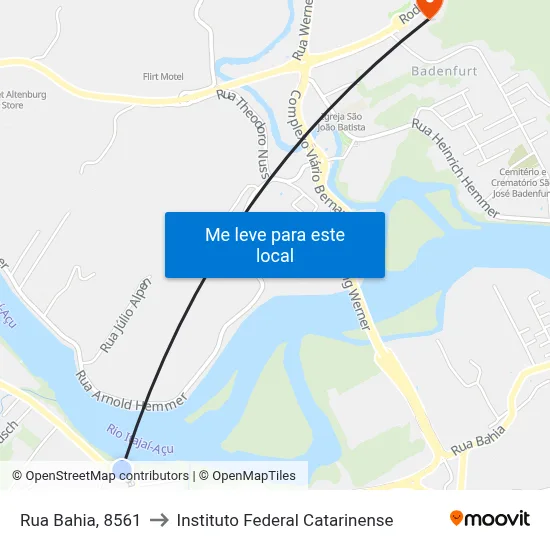 Rua Bahia, 8561 to Instituto Federal Catarinense map