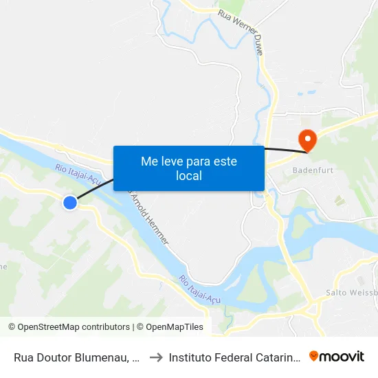 Rua Doutor Blumenau, 3838 to Instituto Federal Catarinense map