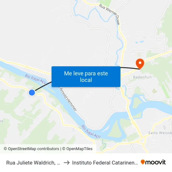 Rua Juliete Waldrich, 23 to Instituto Federal Catarinense map