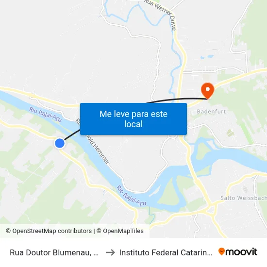 Rua Doutor Blumenau, 8877 to Instituto Federal Catarinense map