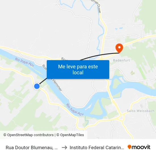 Rua Doutor Blumenau, 4490 to Instituto Federal Catarinense map
