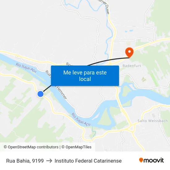 Rua Bahia, 9199 to Instituto Federal Catarinense map