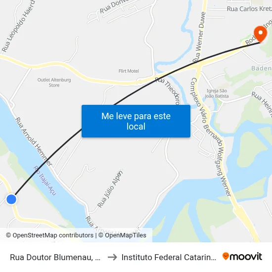 Rua Doutor Blumenau, 9552 to Instituto Federal Catarinense map