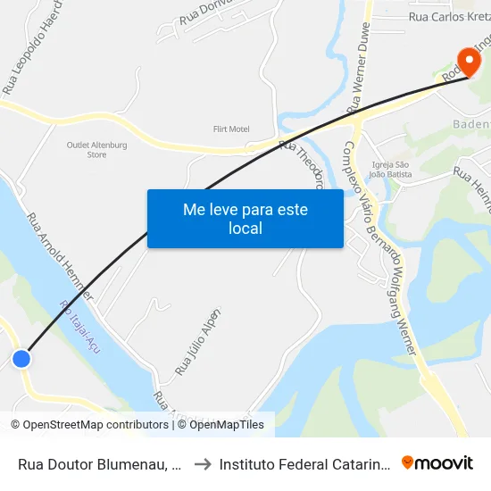 Rua Doutor Blumenau, 5013 to Instituto Federal Catarinense map
