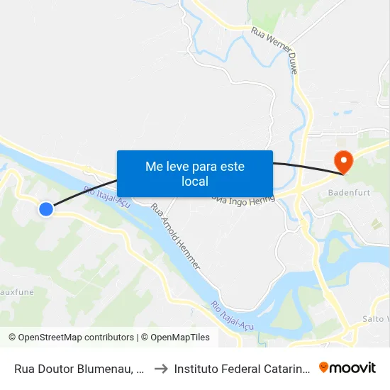 Rua Doutor Blumenau, 7927 to Instituto Federal Catarinense map