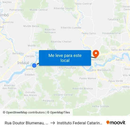 Rua Doutor Blumenau, 753 to Instituto Federal Catarinense map