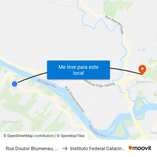 Rua Doutor Blumenau, 7358 to Instituto Federal Catarinense map