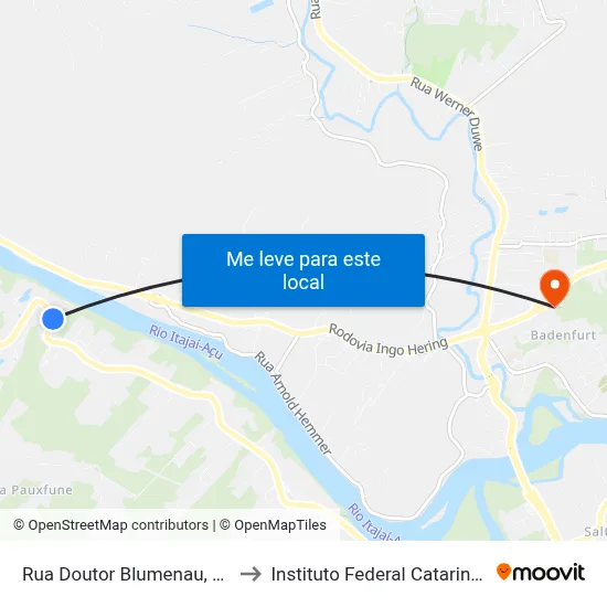 Rua Doutor Blumenau, 7093 to Instituto Federal Catarinense map