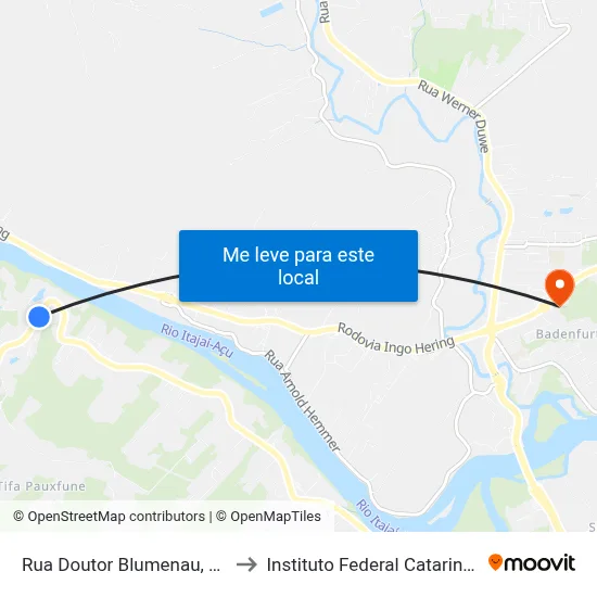 Rua Doutor Blumenau, 6987 to Instituto Federal Catarinense map