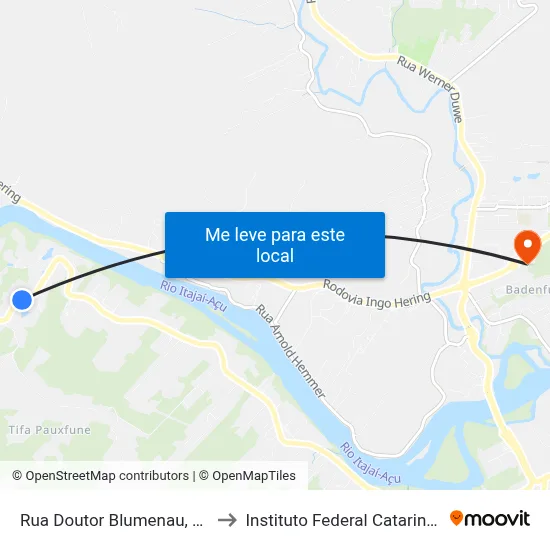 Rua Doutor Blumenau, 6689 to Instituto Federal Catarinense map