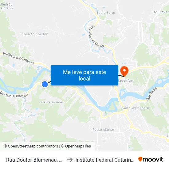 Rua Doutor Blumenau, 6619 to Instituto Federal Catarinense map