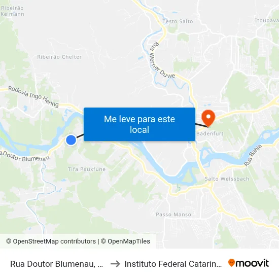 Rua Doutor Blumenau, 1519 to Instituto Federal Catarinense map