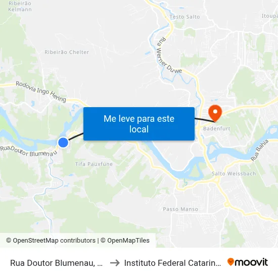 Rua Doutor Blumenau, 5260 to Instituto Federal Catarinense map