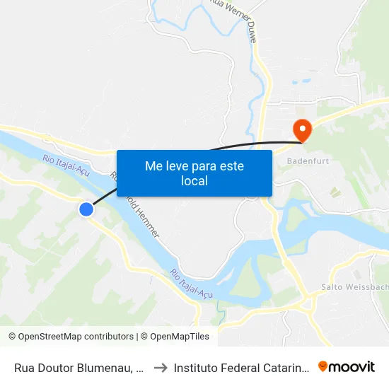 Rua Doutor Blumenau, 8912 to Instituto Federal Catarinense map