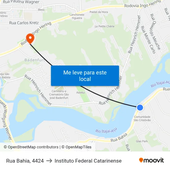 Rua Bahia, 4424 to Instituto Federal Catarinense map