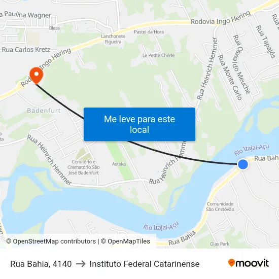 Rua Bahia, 4140 to Instituto Federal Catarinense map