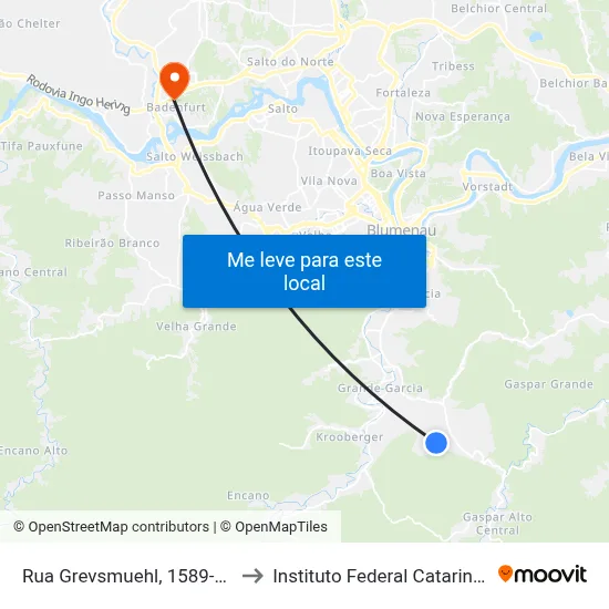 Rua Grevsmuehl, 1589-1667 to Instituto Federal Catarinense map