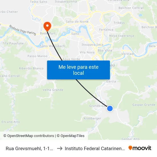 Rua Grevsmuehl, 1-117 to Instituto Federal Catarinense map