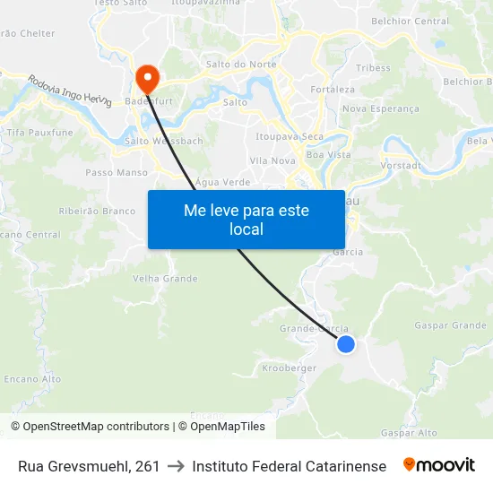Rua Grevsmuehl, 261 to Instituto Federal Catarinense map