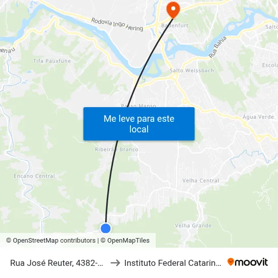 Rua José Reuter, 4382-4400 to Instituto Federal Catarinense map