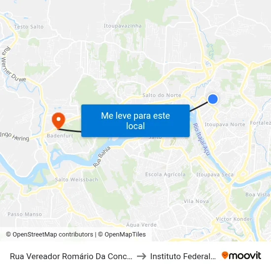 Rua Vereador Romário Da Conceição Badia, 644-686 to Instituto Federal Catarinense map