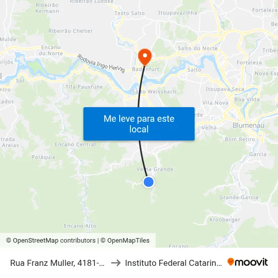 Rua Franz Muller, 4181-4311 to Instituto Federal Catarinense map