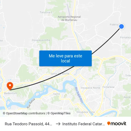 Rua Teodoro Passold, 4445-4499 to Instituto Federal Catarinense map