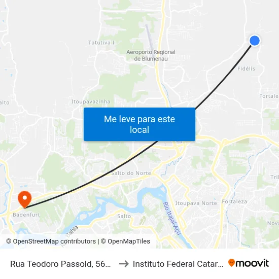 Rua Teodoro Passold, 5663-5811 to Instituto Federal Catarinense map
