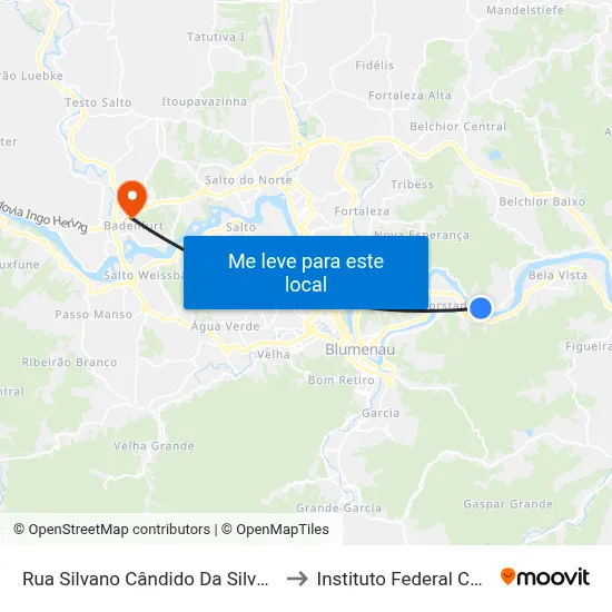 Rua Silvano Cândido Da Silva Sênior, 3065 to Instituto Federal Catarinense map