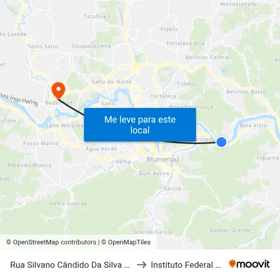 Rua Silvano Cândido Da Silva Sênior, 1572-1596 to Instituto Federal Catarinense map