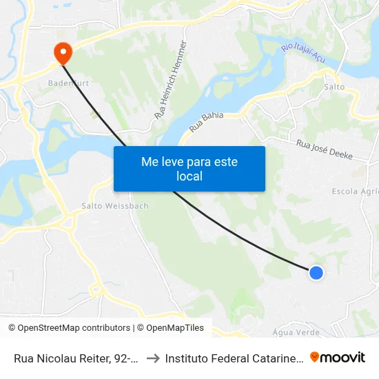 Rua Nicolau Reiter, 92-152 to Instituto Federal Catarinense map