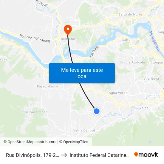 Rua Divinópolis, 179-263 to Instituto Federal Catarinense map