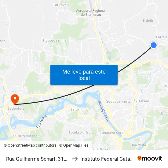 Rua Guilherme Scharf, 3107-3305 to Instituto Federal Catarinense map