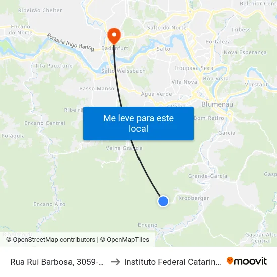 Rua Rui Barbosa, 3059-3063 to Instituto Federal Catarinense map