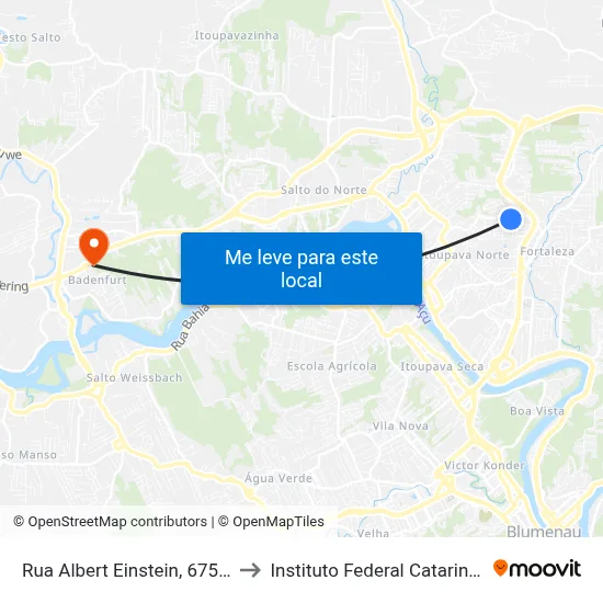 Rua Albert Einstein, 675-819 to Instituto Federal Catarinense map