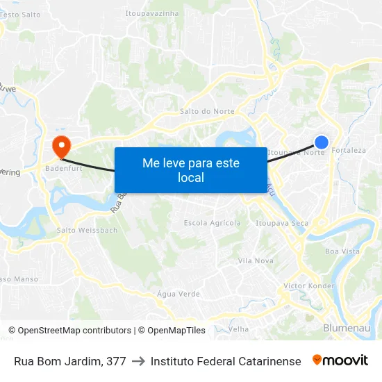 Rua Bom Jardim, 377 to Instituto Federal Catarinense map