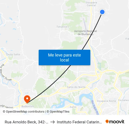 Rua Arnoldo Beck, 342-388 to Instituto Federal Catarinense map