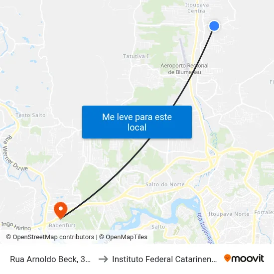 Rua Arnoldo Beck, 372 to Instituto Federal Catarinense map