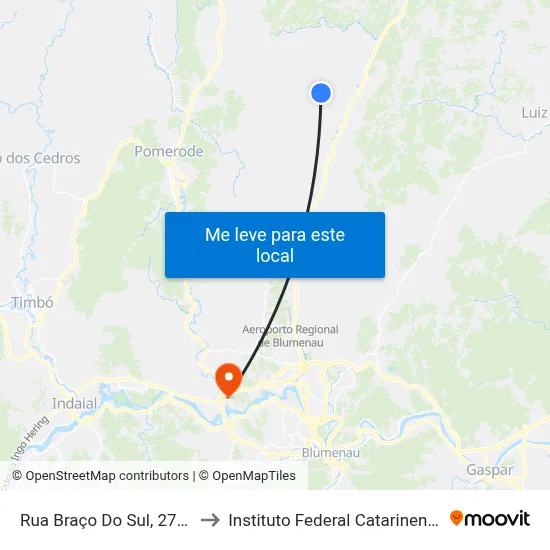 Rua Braço Do Sul, 2721 to Instituto Federal Catarinense map