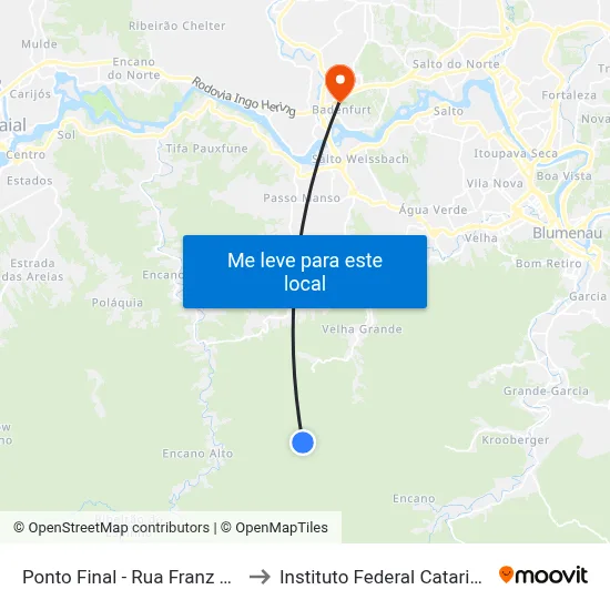 Ponto Final - Rua Franz Muller to Instituto Federal Catarinense map