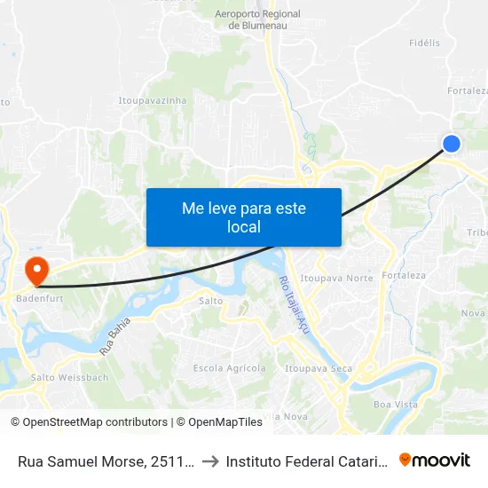 Rua Samuel Morse, 2511-2573 to Instituto Federal Catarinense map
