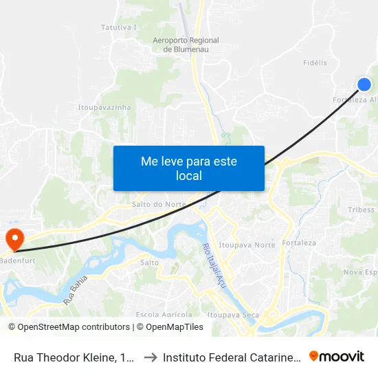 Rua Theodor Kleine, 1405 to Instituto Federal Catarinense map