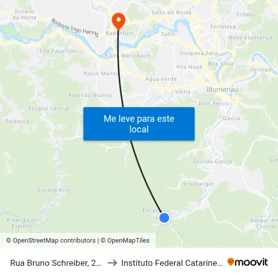 Rua Bruno Schreiber, 2349 to Instituto Federal Catarinense map