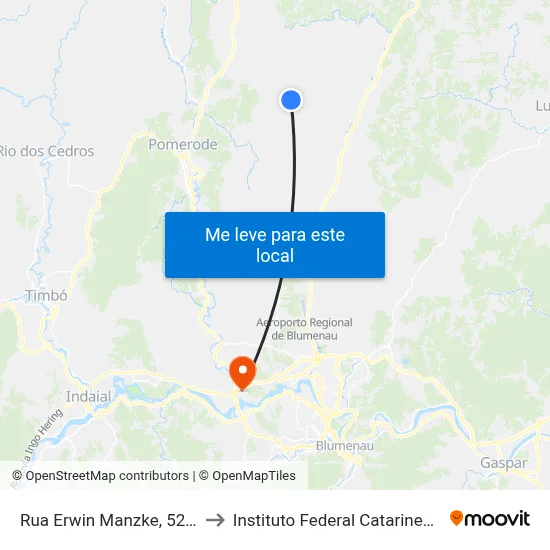 Rua Erwin Manzke, 5201 to Instituto Federal Catarinense map