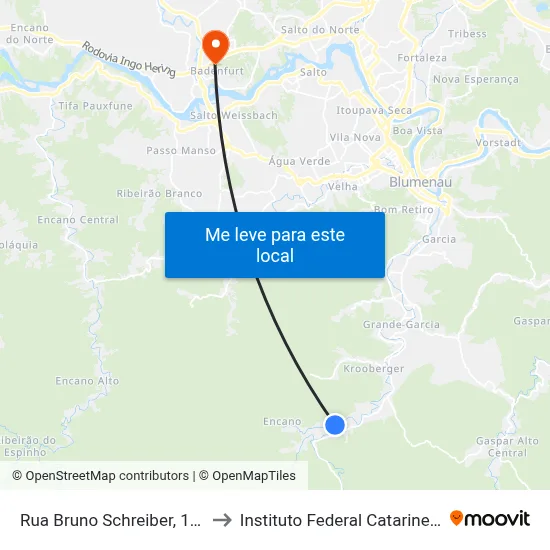 Rua Bruno Schreiber, 1182 to Instituto Federal Catarinense map