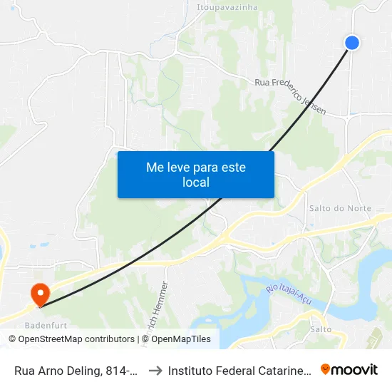 Rua Arno Deling, 814-984 to Instituto Federal Catarinense map