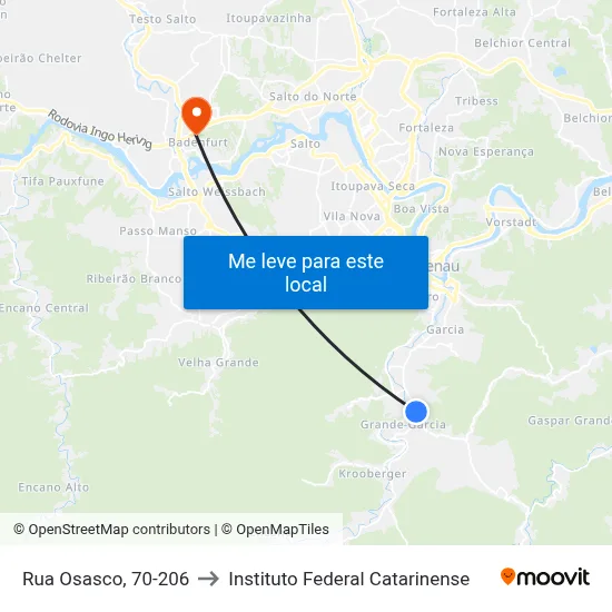 Rua Osasco, 70-206 to Instituto Federal Catarinense map