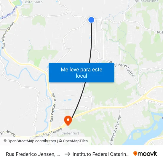 Rua Frederico Jensen, 4664 to Instituto Federal Catarinense map